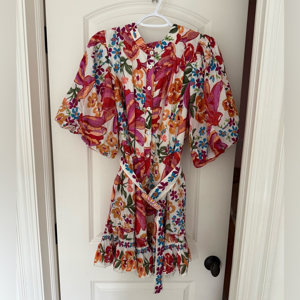 Farm Rio Spring Bananas Belt Mini Dress size L - Picture 4 of 6